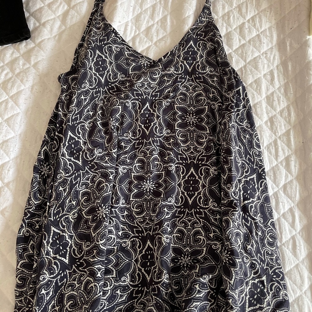 Blue and white floral tank top
